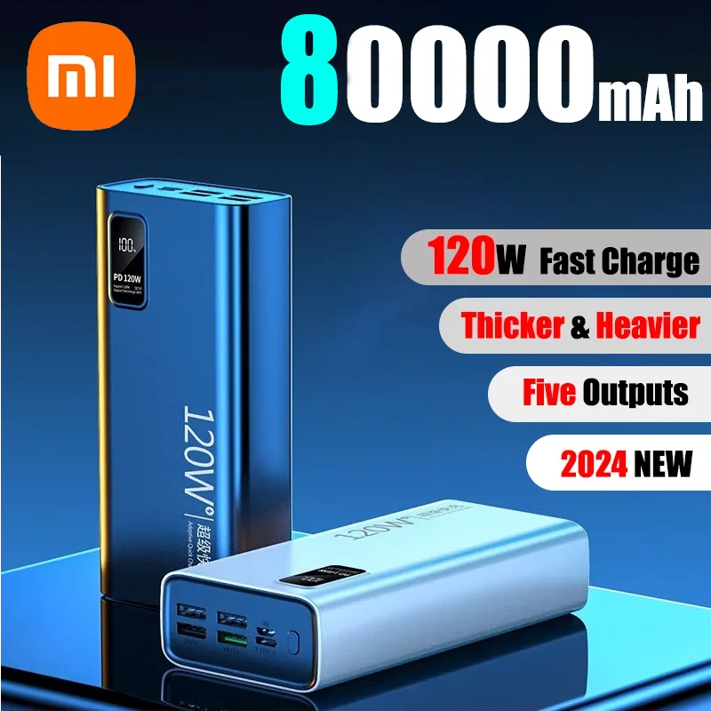 Power Bank Xiaomi 80000mAh - Carga Rápida 120W para iPhone y Android