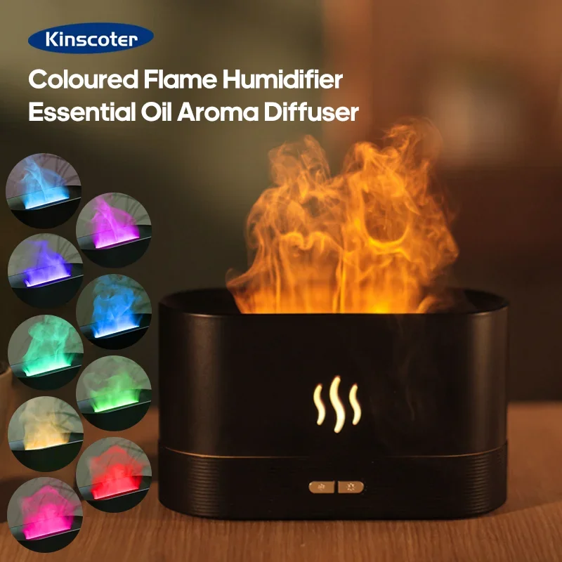 Difusor de Aroma KINSCOTER - Humidificador Ultrasonico con Luz de Llama