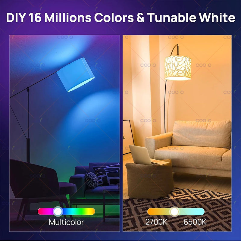 Lámpara LED Inteligente Tuya WiFi E27 15W RGB - Compatible con Alexa y Google Home